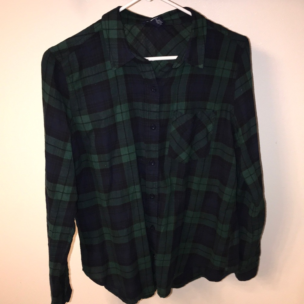 Blue and green flannel w/pocket